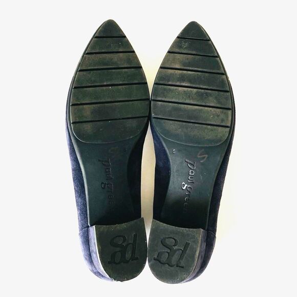 Paul Green Navy Suede Black Patent Cap Block Heel Pumps US size 7.5 Preppy - Picture 6 of 12